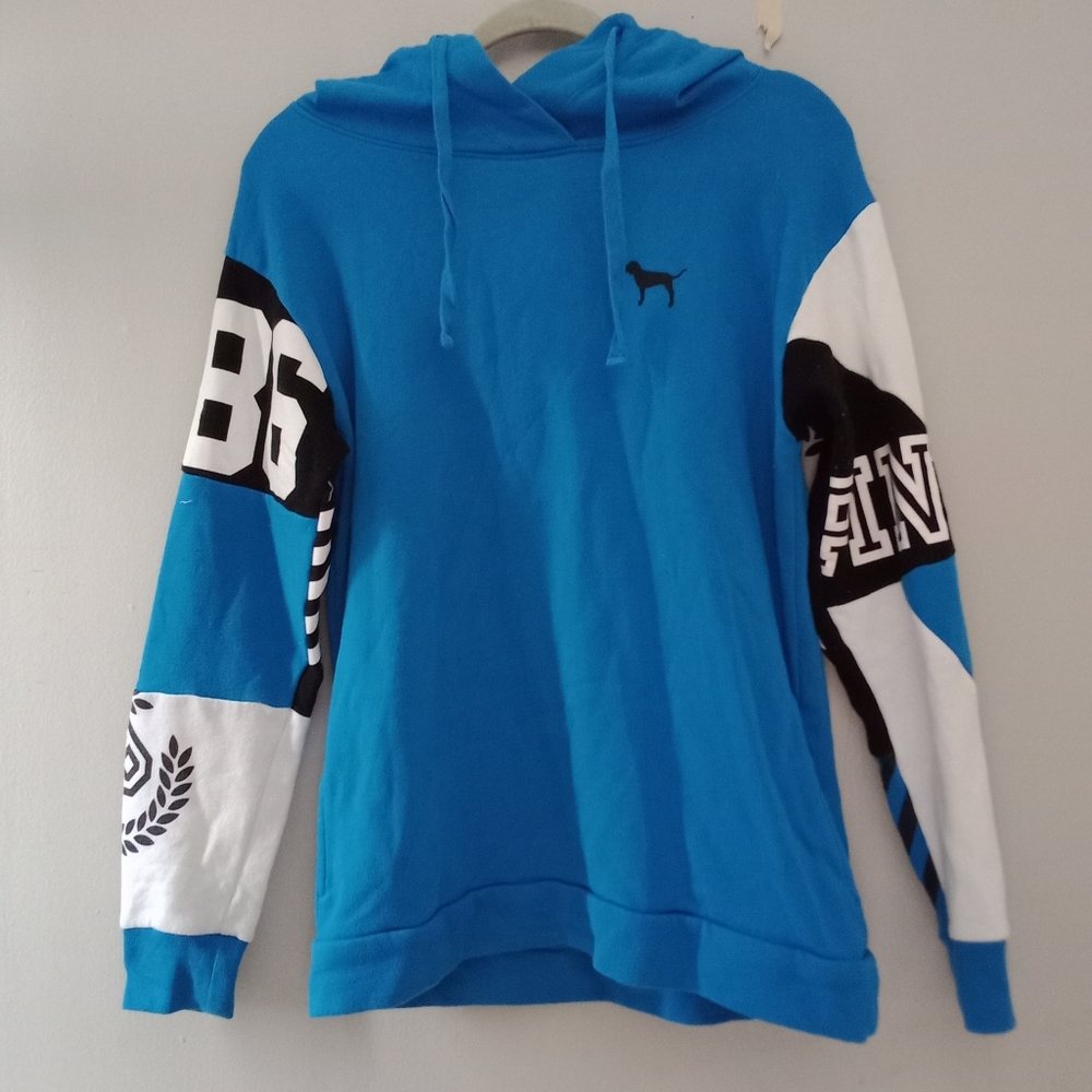 PINK Victoria's secret blue long sleeve hoodie sz XS